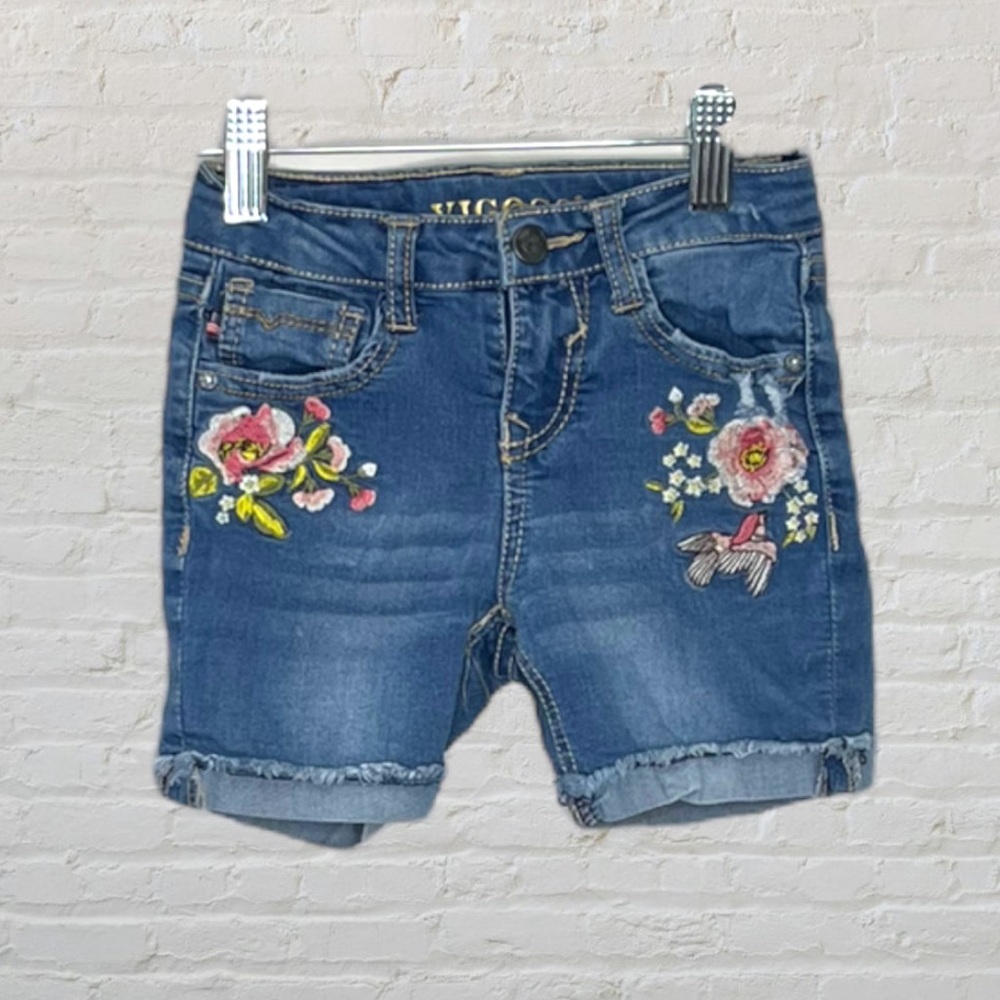 Vigoss Embroidered Floral Denim Shorts